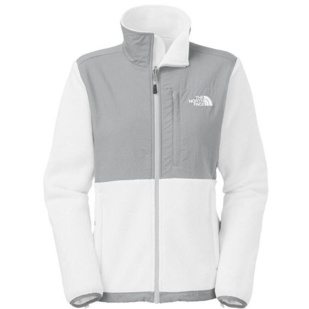 The North Face Women's White and Gray Denali Fleece Jacket - Size S